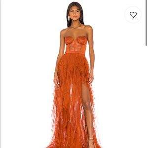 For Love and Lemons Bustier Gown in Rust